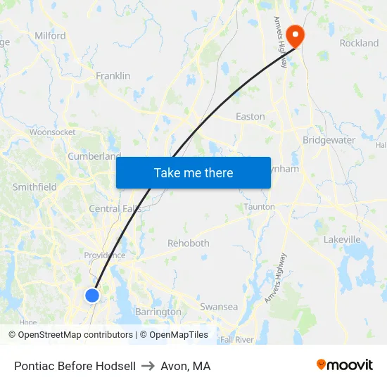 Pontiac Before Hodsell to Avon, MA map