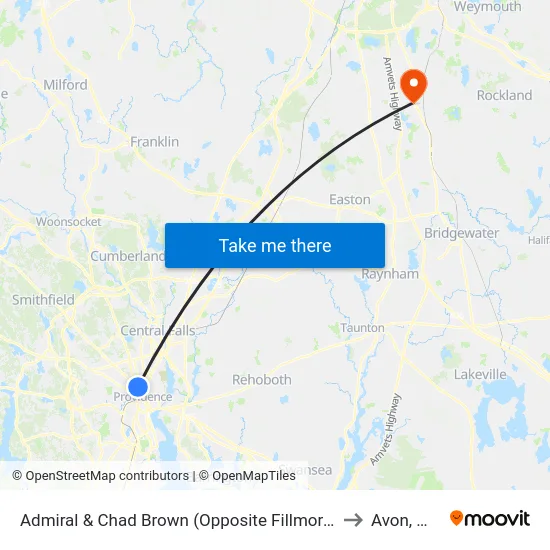 Admiral & Chad Brown (Opposite Fillmore) to Avon, MA map