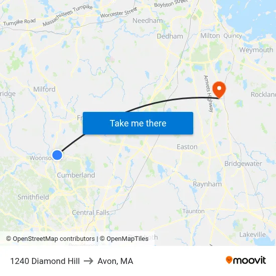 1240 Diamond Hill to Avon, MA map