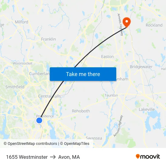 1655 Westminster to Avon, MA map
