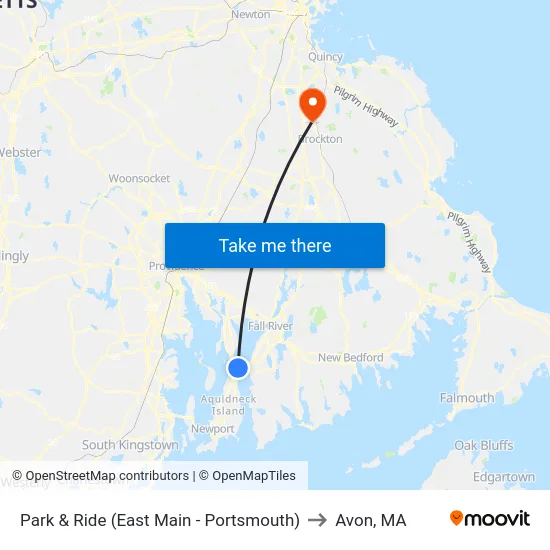 Park & Ride (East Main - Portsmouth) to Avon, MA map