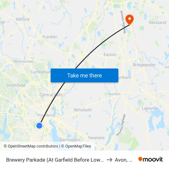 Brewery Parkade (At Garfield Before Lowe'S) to Avon, MA map