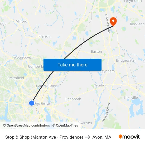 Stop & Shop (Manton Ave - Providence) to Avon, MA map