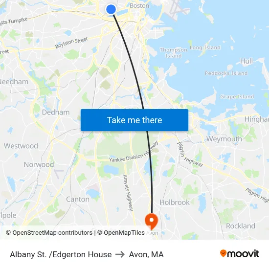 Albany St. /Edgerton House to Avon, MA map