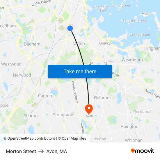 Morton Street to Avon, MA map