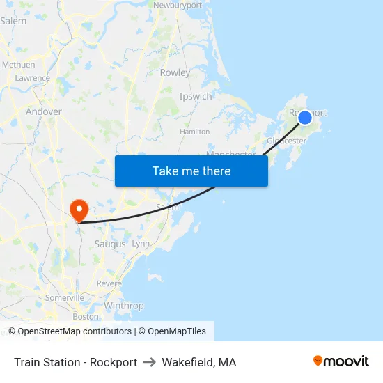 Train Station - Rockport to Wakefield, MA map