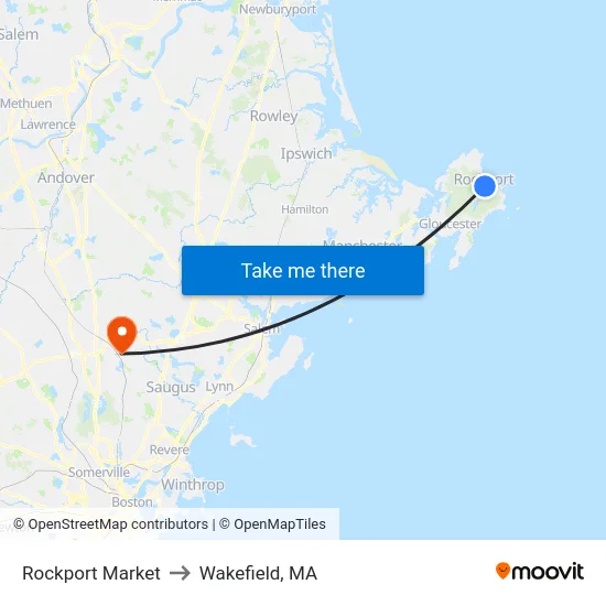 Rockport Market to Wakefield, MA map