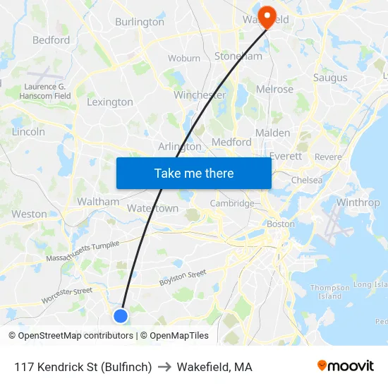 117 Kendrick St  (Bulfinch) to Wakefield, MA map