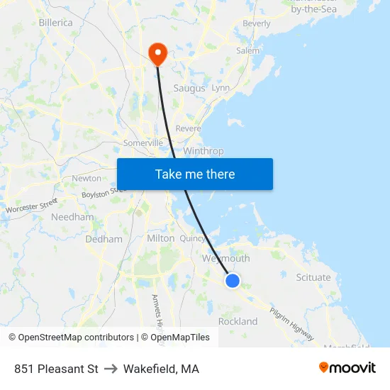 851 Pleasant St to Wakefield, MA map