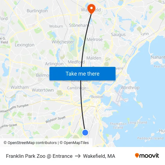 Franklin Park Zoo @ Entrance to Wakefield, MA map