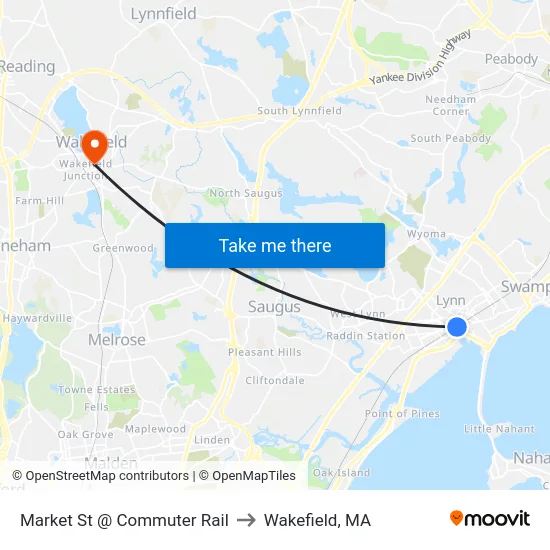 Market St @ Commuter Rail to Wakefield, MA map