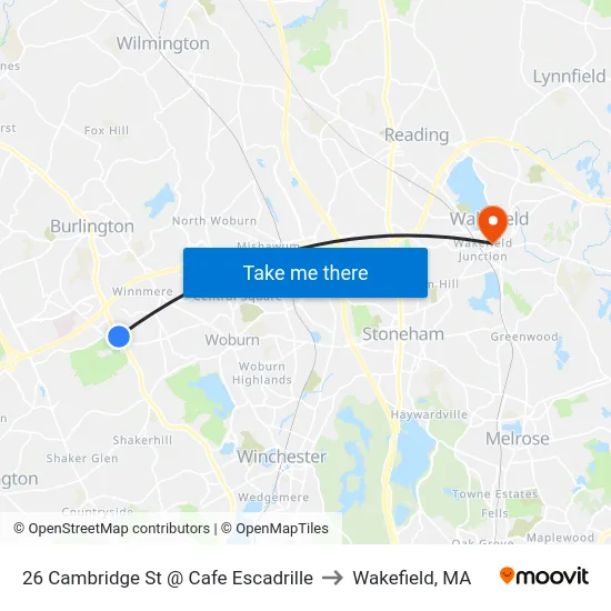 26 Cambridge St @ Cafe Escadrille to Wakefield, MA map