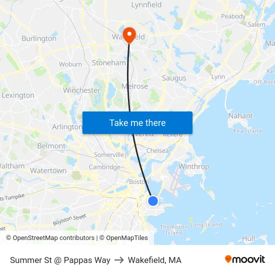 Summer St @ Pappas Way to Wakefield, MA map