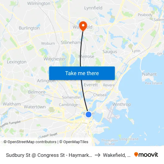 Sudbury St @ Congress St - Haymarket Sta to Wakefield, MA map