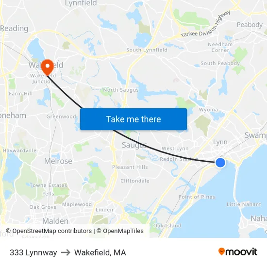 333 Lynnway to Wakefield, MA map