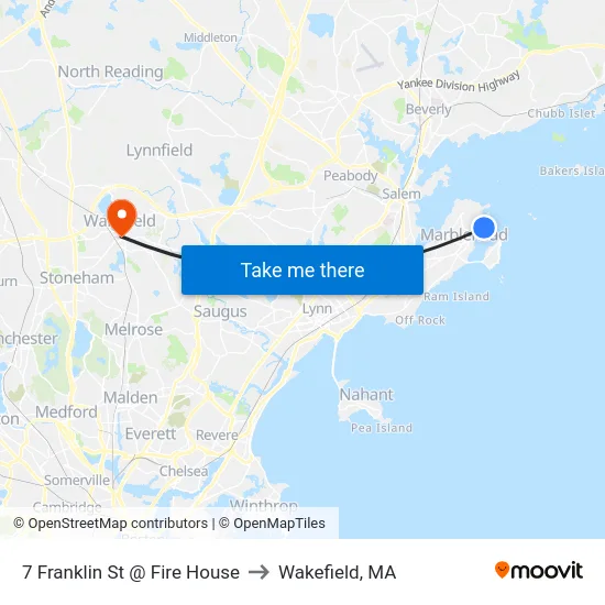 7 Franklin St @ Fire House to Wakefield, MA map