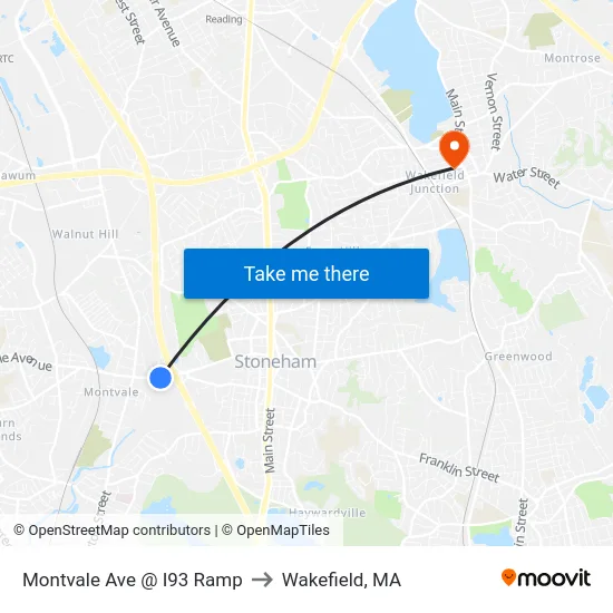 Montvale Ave @ I93 Ramp to Wakefield, MA map
