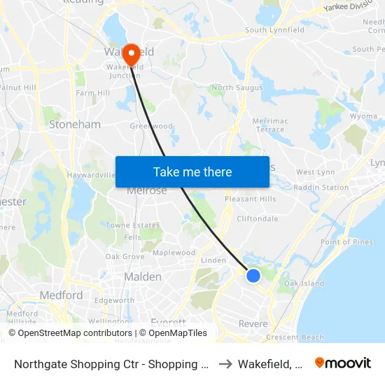 Northgate Shopping Ctr - Shopping Mall to Wakefield, MA map