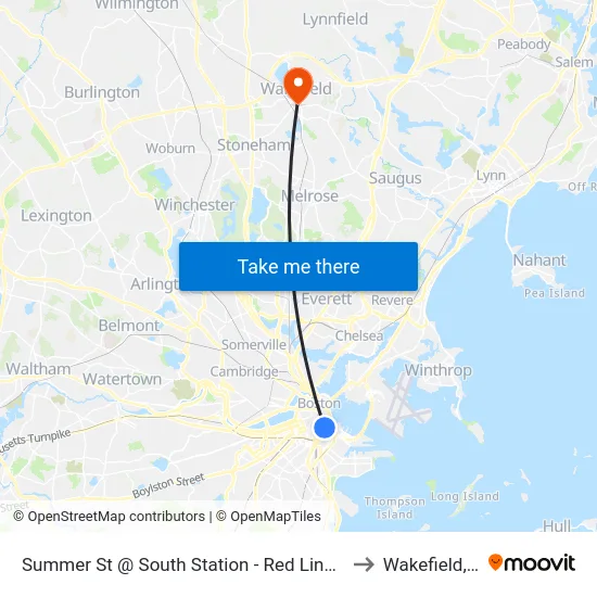 Summer St @ South Station - Red Line Entrance to Wakefield, MA map