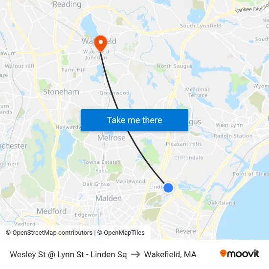 Wesley St @ Lynn St - Linden Sq to Wakefield, MA map