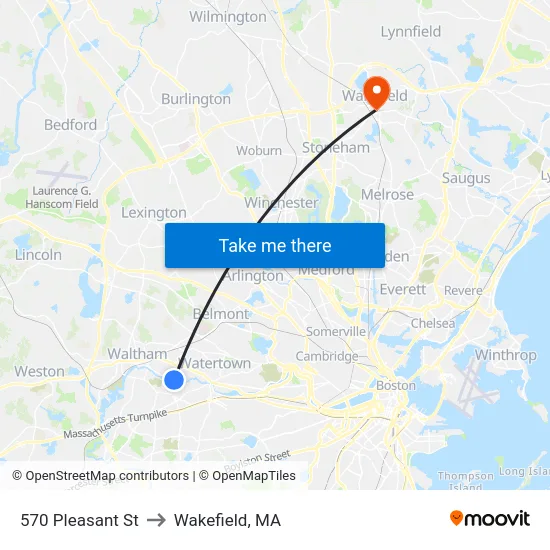 570 Pleasant St to Wakefield, MA map