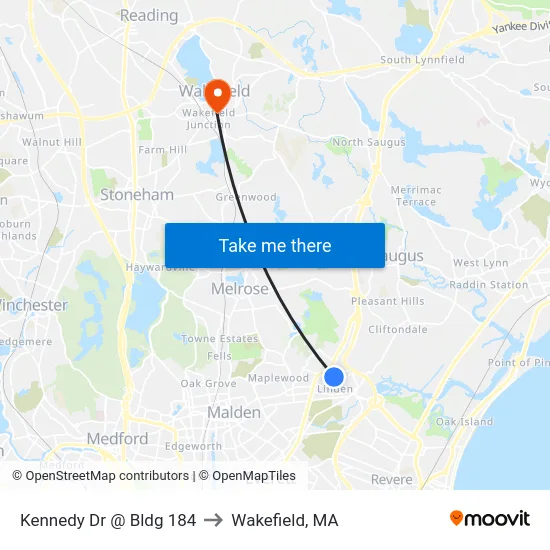 Kennedy Dr @ Bldg 184 to Wakefield, MA map