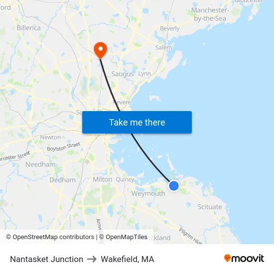 Nantasket Junction to Wakefield, MA map