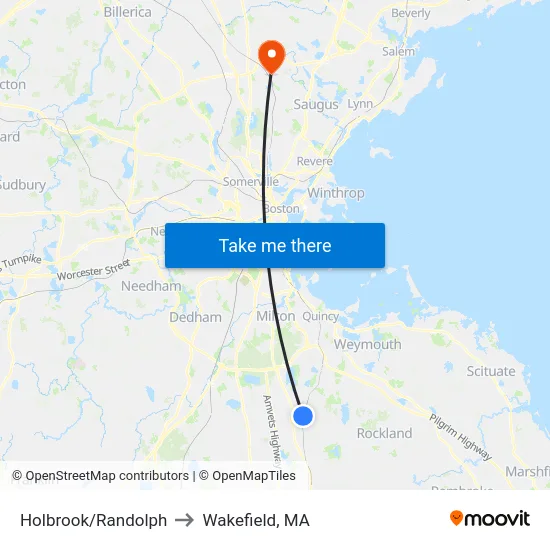 Holbrook/Randolph to Wakefield, MA map