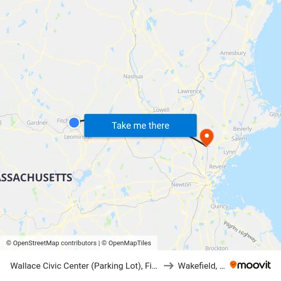 Wallace Civic Center (Parking Lot), Fitchburg to Wakefield, MA map