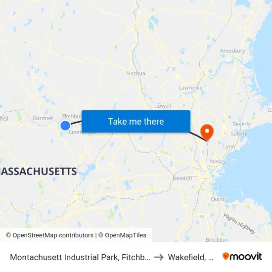 Montachusett Industrial Park, Fitchburg to Wakefield, MA map