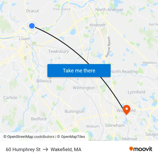 60 Humphrey St to Wakefield, MA map