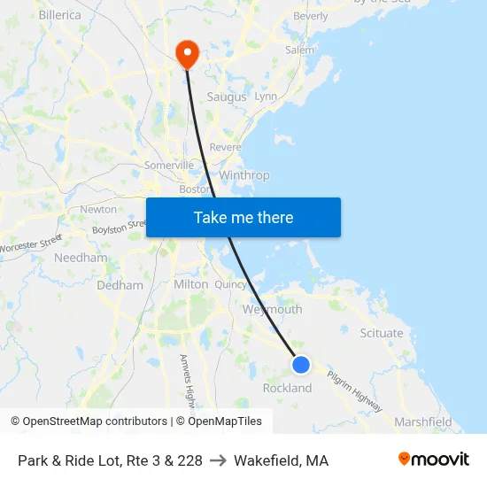 Park & Ride Lot, Rte 3 & 228 to Wakefield, MA map