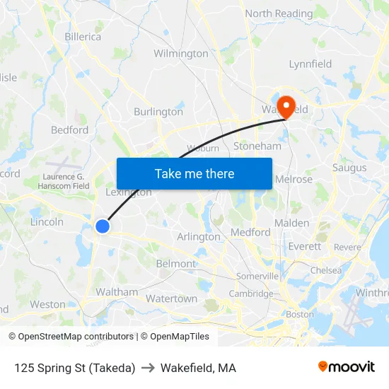 125 Spring St  (Takeda) to Wakefield, MA map