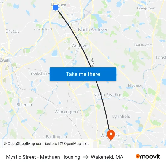 Mystic Street - Methuen Housing to Wakefield, MA map