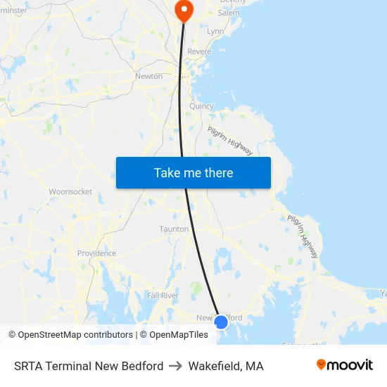 SRTA Terminal New Bedford to Wakefield, MA map