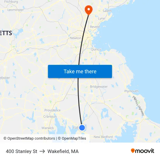 400 Stanley St to Wakefield, MA map