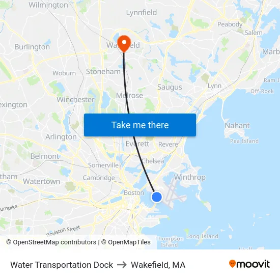 Water Transportation Dock to Wakefield, MA map