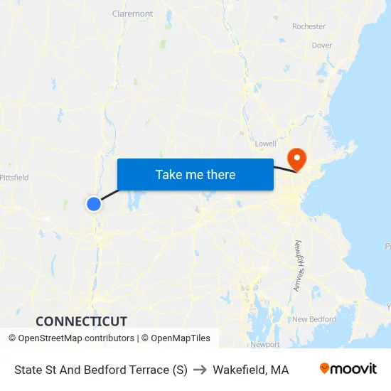 State St And Bedford Terrace (S) to Wakefield, MA map