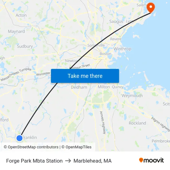 Forge Park Mbta Station to Marblehead, MA map