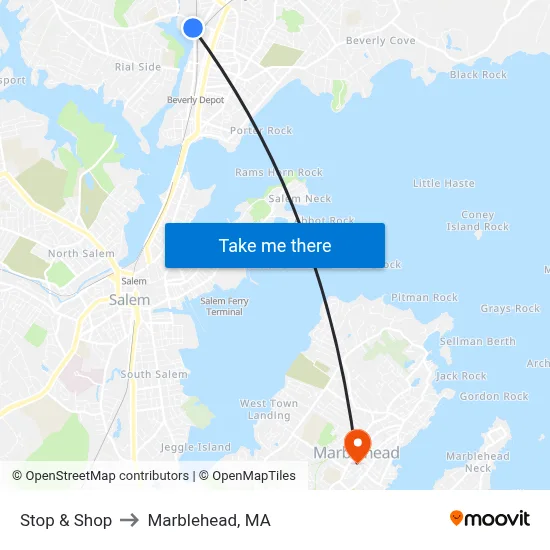 Stop & Shop to Marblehead, MA map