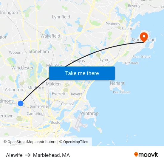 Alewife to Marblehead, MA map