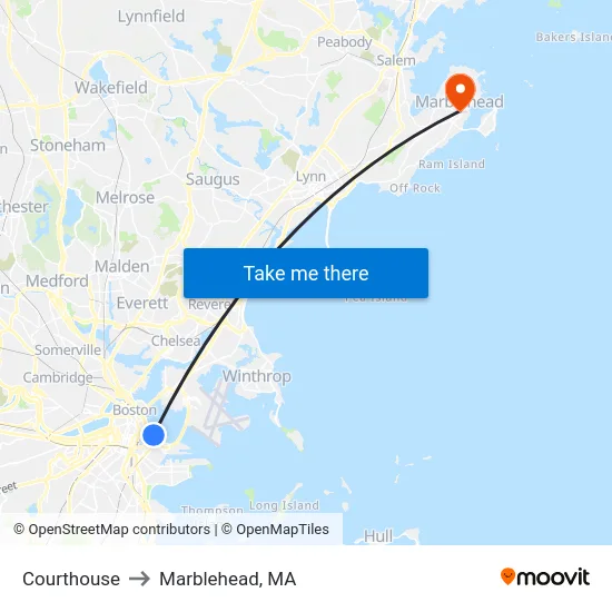 Courthouse to Marblehead, MA map
