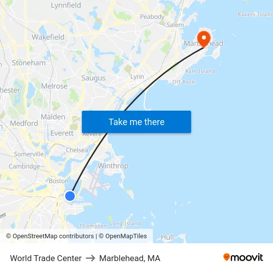 World Trade Center to Marblehead, MA map