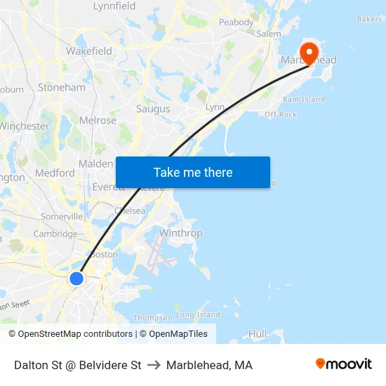 Dalton St @ Belvidere St to Marblehead, MA map