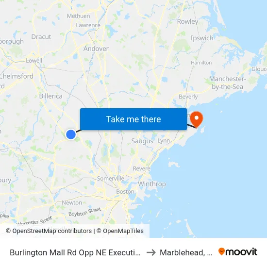 Burlington Mall Rd Opp NE Executive Pk to Marblehead, MA map