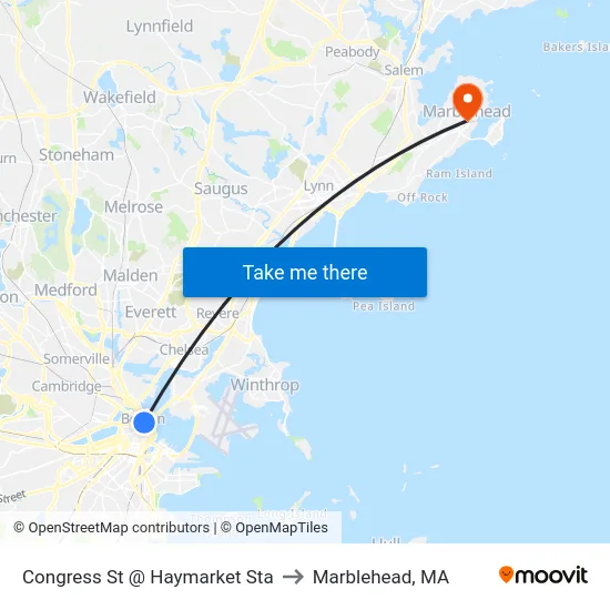 Congress St @ Haymarket Sta to Marblehead, MA map
