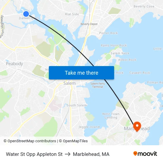 Water St Opp Appleton St to Marblehead, MA map