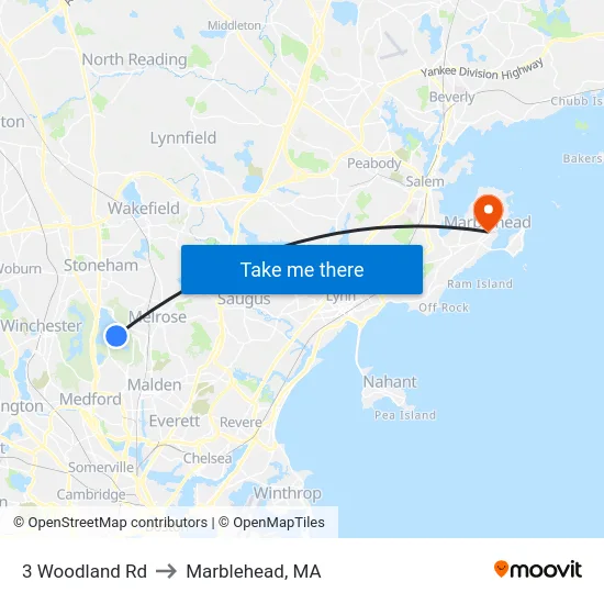 3 Woodland Rd to Marblehead, MA map