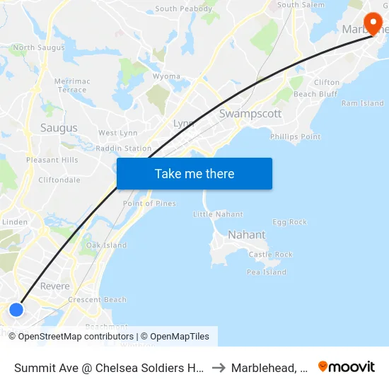 Summit Ave @ Chelsea Soldiers Home to Marblehead, MA map