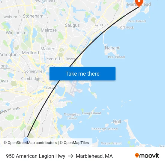 950 American Legion Hwy to Marblehead, MA map